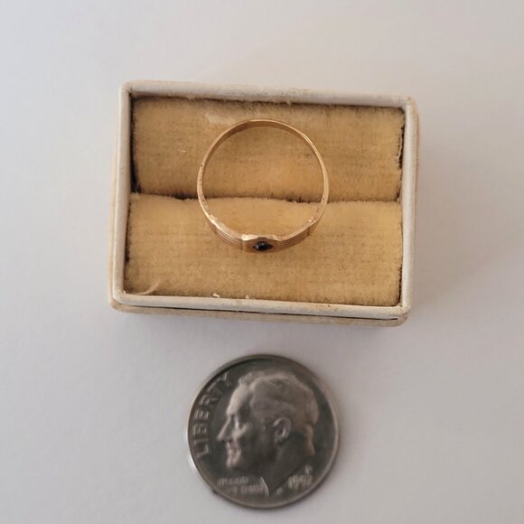 Antique Yellow Gold Ring Tiny Size 10k Ostby Barton Red Stone Baby Size - Picture 13 of 13